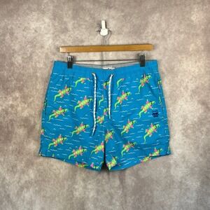 Y2K Party‎ Pants Mens Swim Trunks Alligator Print Swim Shorts Medium